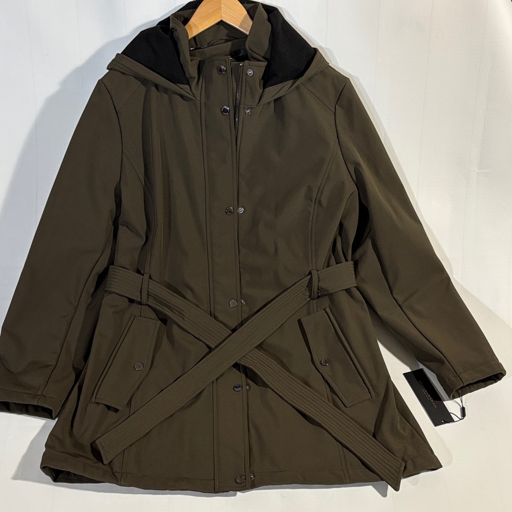 Donna Karan Soft Shell belted Hood Trench Coat